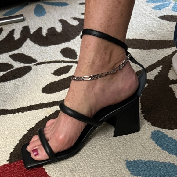 FREE PEOPLE Parker Chain Leather Block Heel Chain-Wrap Ankle Sandals/Heels NWT - Picture 12 of 16